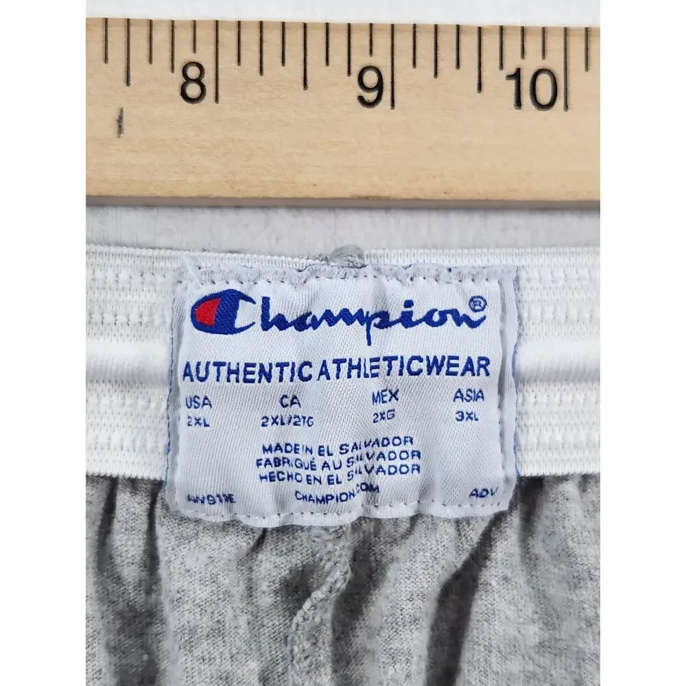 Champion Men's Shorts 2XL Gray Athletic Drawstring Gym Workout Lounge Logo